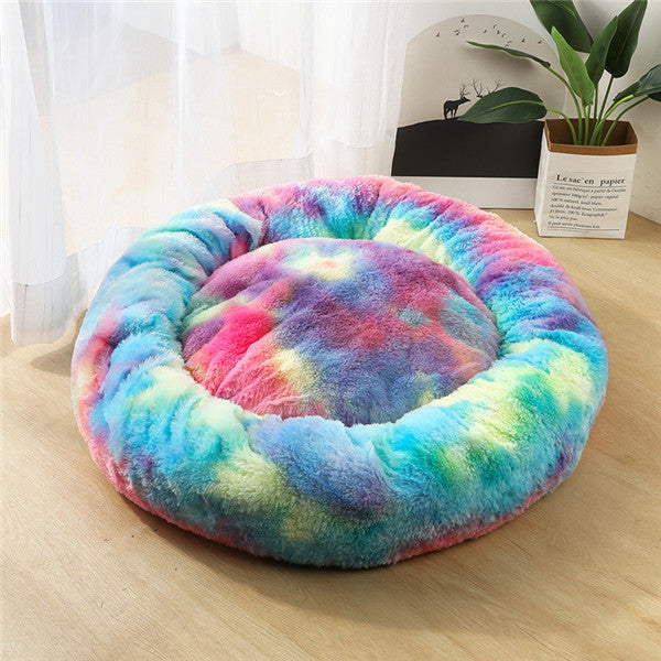 Plush fluffy dog bed