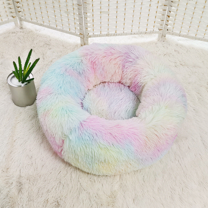 Plush fluffy dog bed