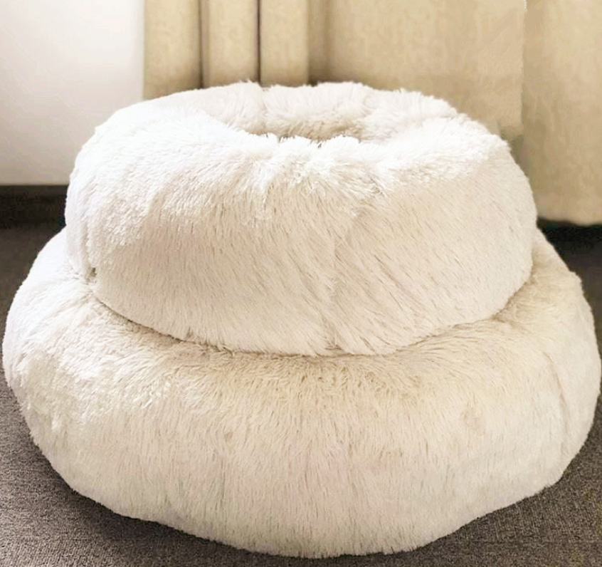 Plush fluffy dog bed