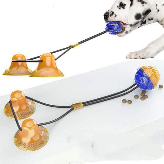 Dual suction Cup treat stuffed dog chew toy