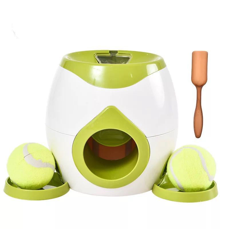 Smart dog feeder tennis ball throwing treat rewarding device