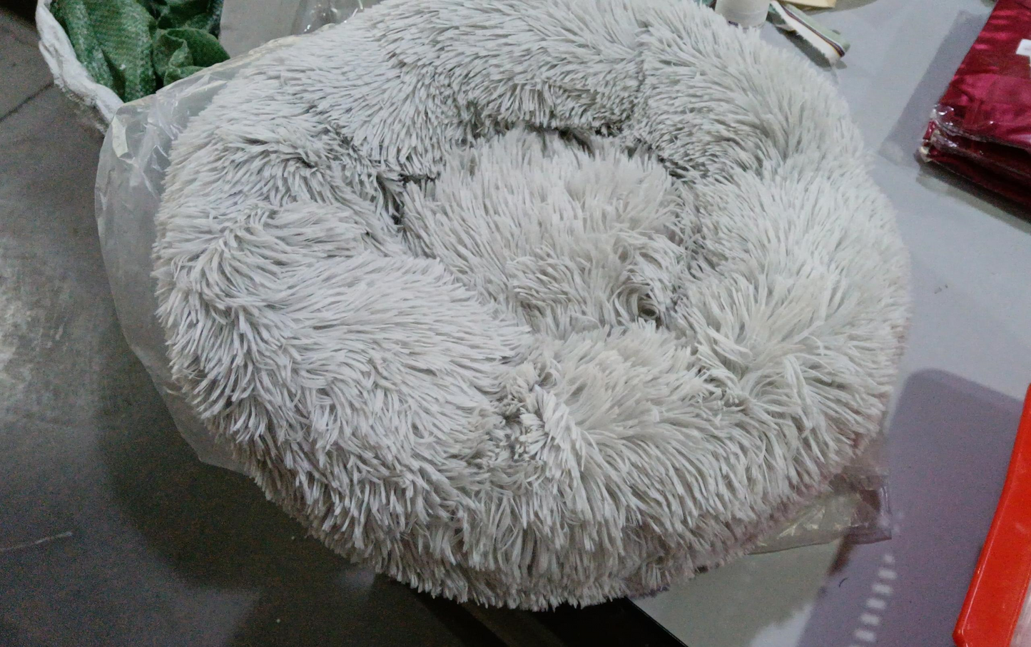 Plush fluffy dog bed