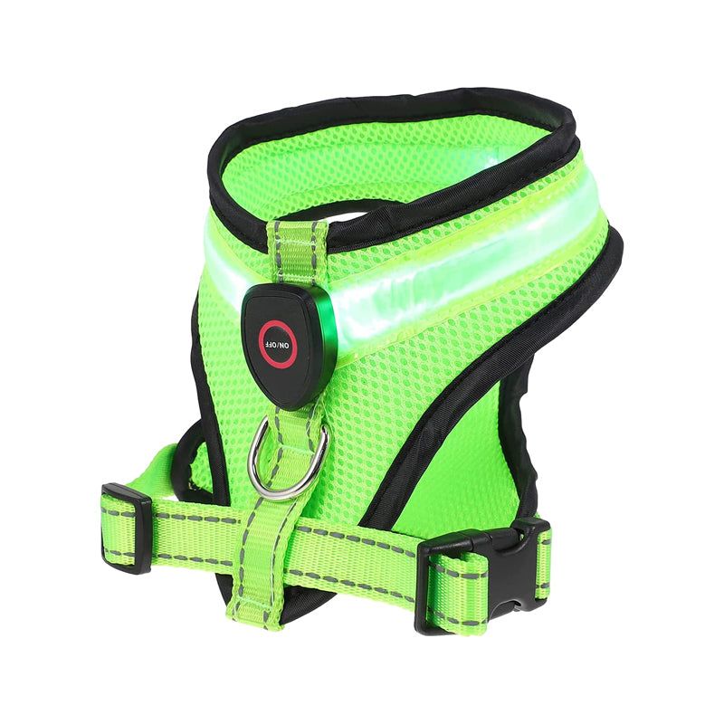 Dog rechargeable mesh LED lighted harness