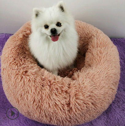 Plush fluffy dog bed