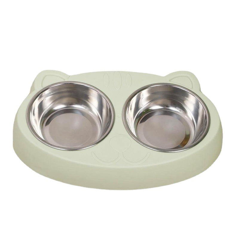 Double stainless steel dog bowl with non slip resin station