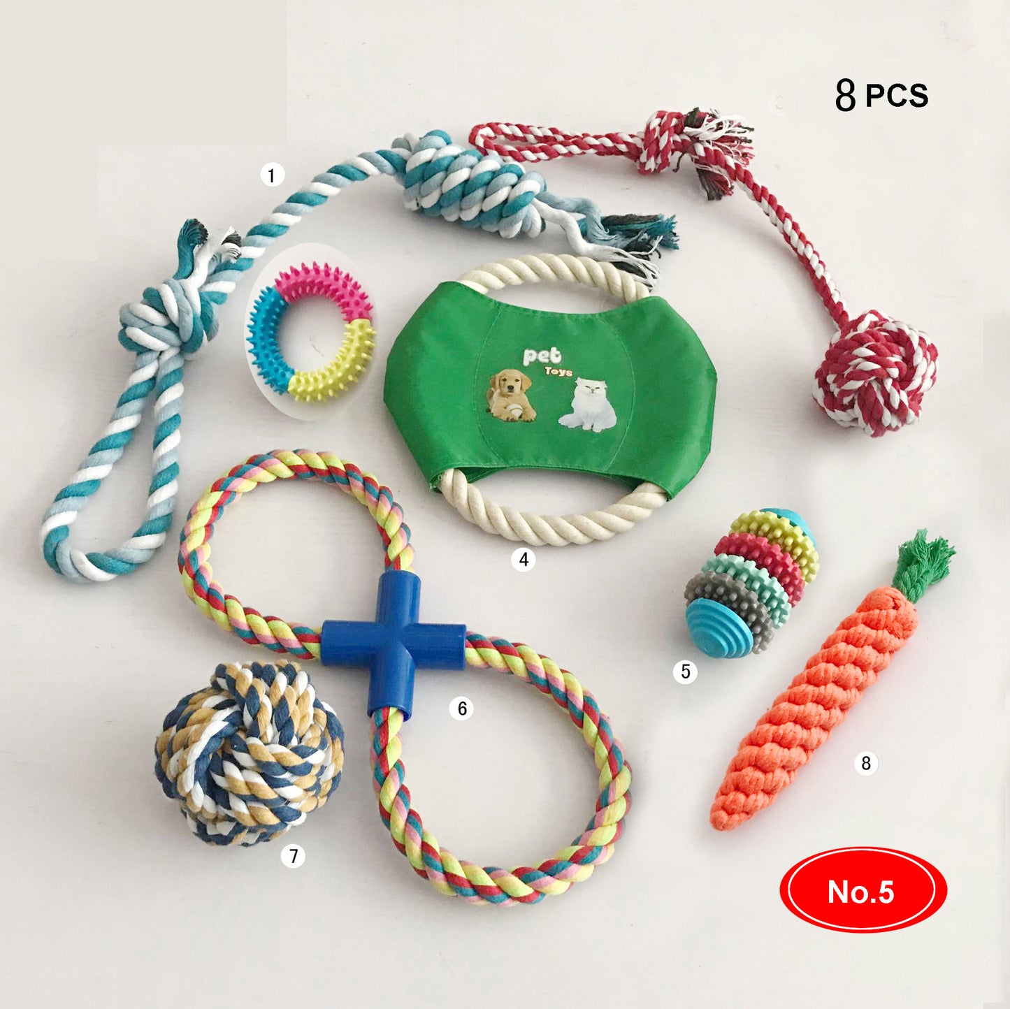 Dog cotton rope nibble toy set