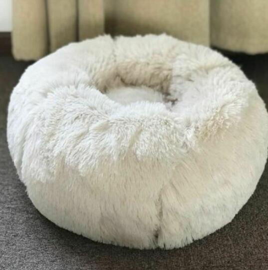 Plush fluffy dog bed