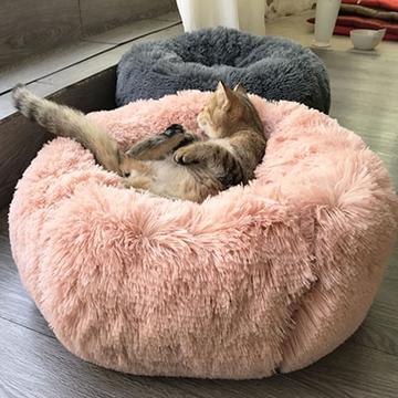 Plush fluffy dog bed