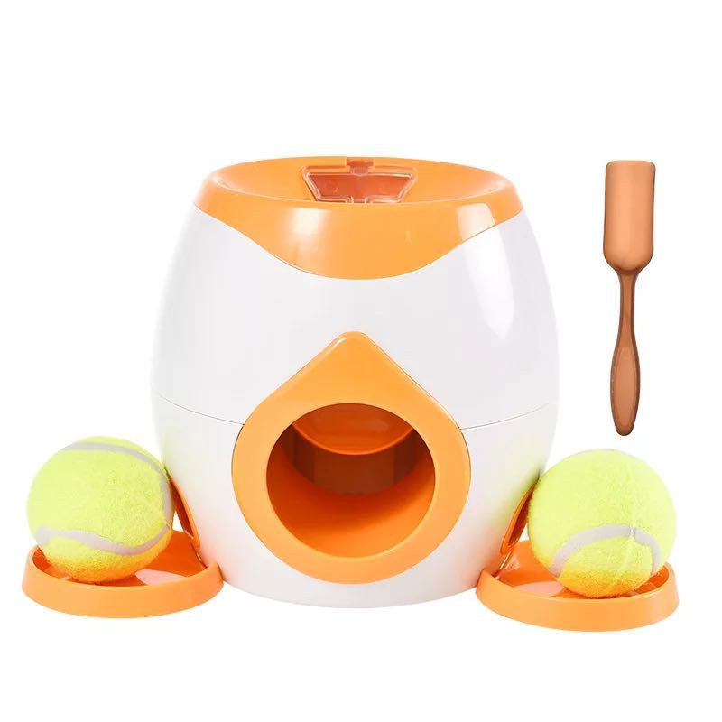 Smart dog feeder tennis ball throwing treat rewarding device