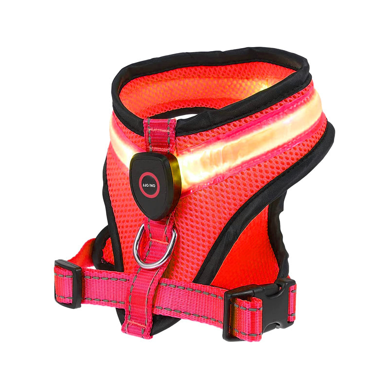 Dog rechargeable mesh LED lighted harness