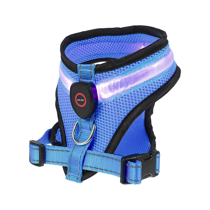 Dog rechargeable mesh LED lighted harness